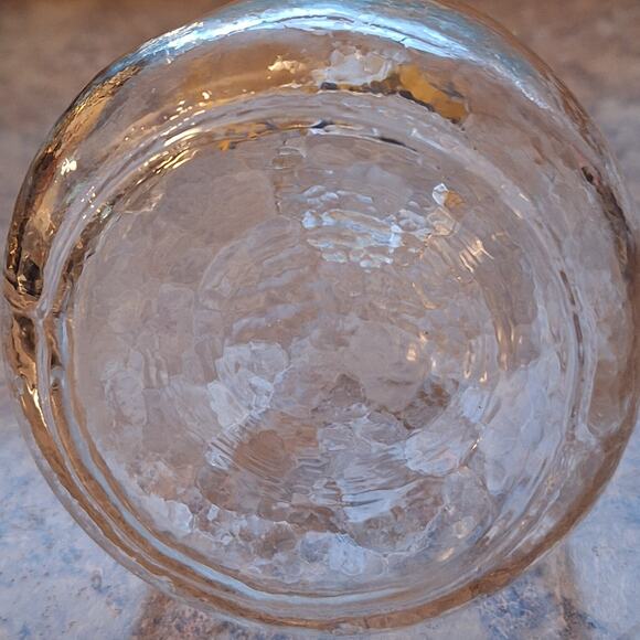 VTG SEA Glasbruk Sweden Clear Glass Bag Sack Vase Pinched Neck, 5.5" Blue/Gold - Picture 5 of 7